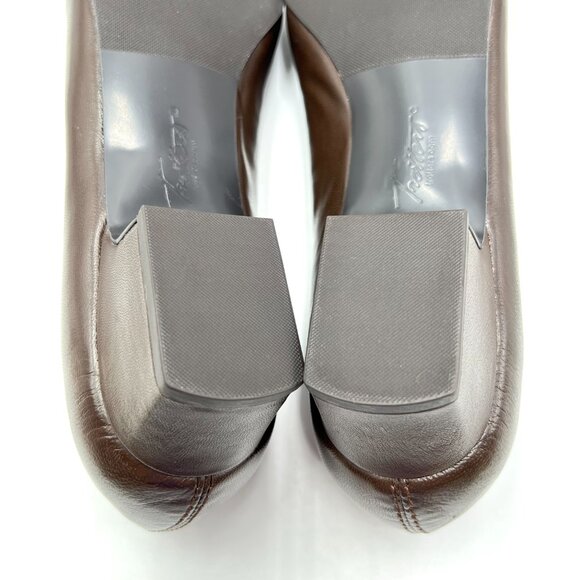 11N 11 NARROW WIDTH Trotters Womens Brown Leather Kitten Block Heels Pumps Shoes - Picture 12 of 14